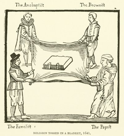 Religion tossed in a blanket, 1641 by English School
